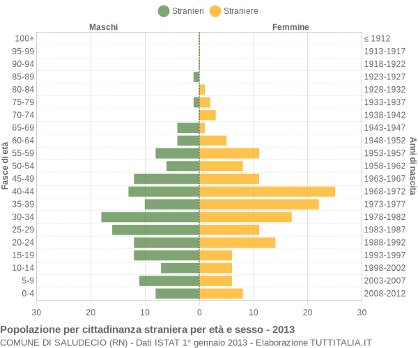 Grafico cittadini stranieri - Saludecio 2013