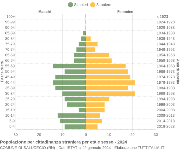 Grafico cittadini stranieri - Saludecio 2024