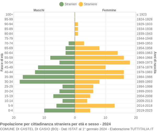 Grafico cittadini stranieri - Castel di Casio 2024