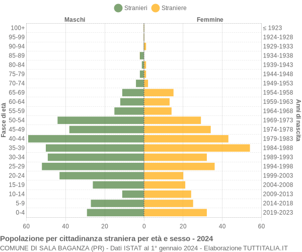 Grafico cittadini stranieri - Sala Baganza 2024