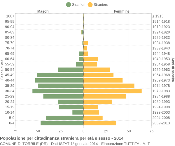 Grafico cittadini stranieri - Torrile 2014