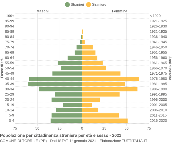 Grafico cittadini stranieri - Torrile 2021