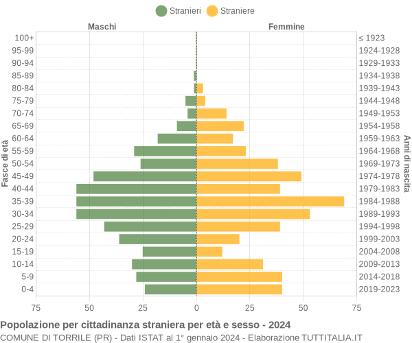 Grafico cittadini stranieri - Torrile 2024