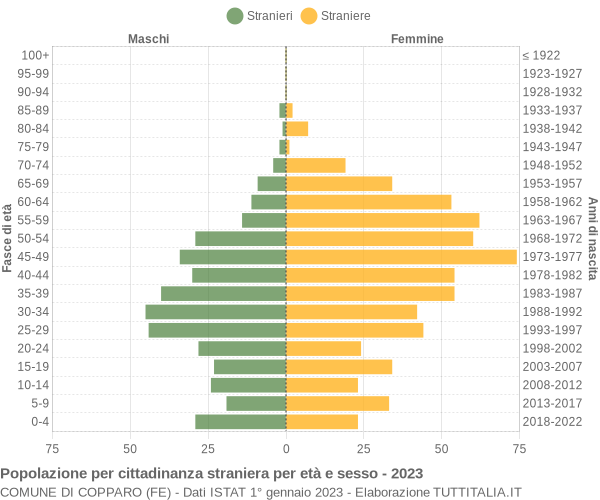 Grafico cittadini stranieri - Copparo 2023