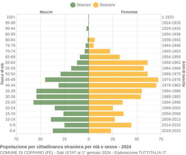 Grafico cittadini stranieri - Copparo 2024