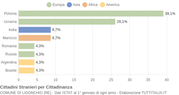 Grafico cittadinanza stranieri - Ligonchio 2004