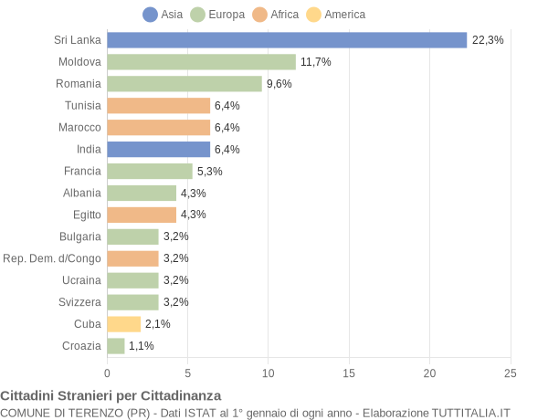 Grafico cittadinanza stranieri - Terenzo 2009