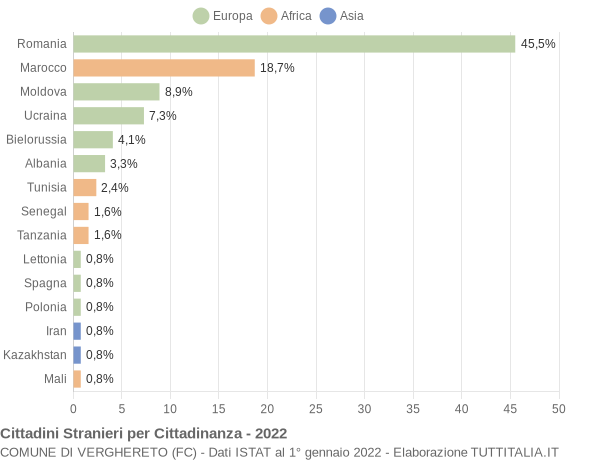 Grafico cittadinanza stranieri - Verghereto 2022