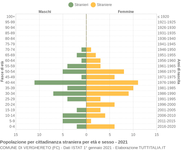 Grafico cittadini stranieri - Verghereto 2021