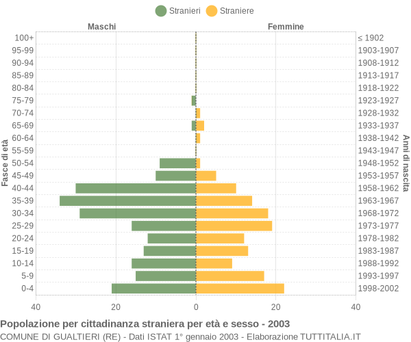 Grafico cittadini stranieri - Gualtieri 2003