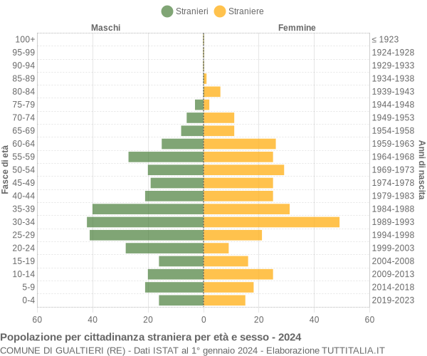 Grafico cittadini stranieri - Gualtieri 2024