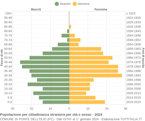 Grafico cittadini stranieri - Ponte dell'Olio 2024