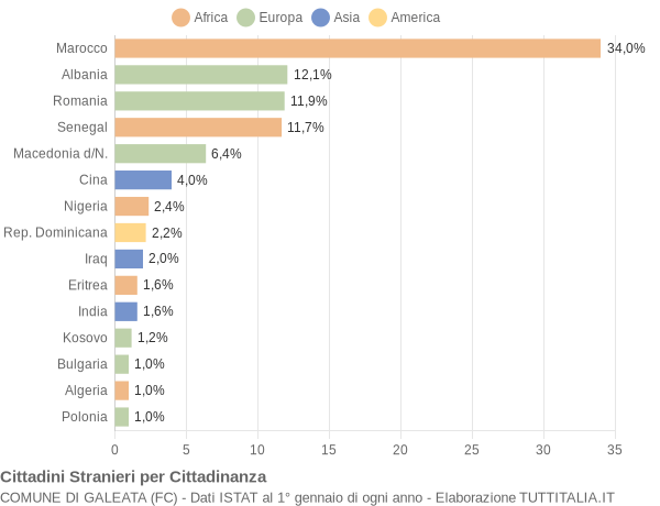 Grafico cittadinanza stranieri - Galeata 2009