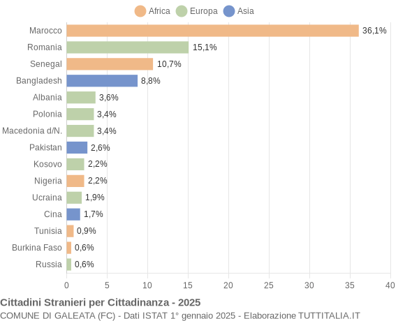 Grafico cittadinanza stranieri - Galeata 2025