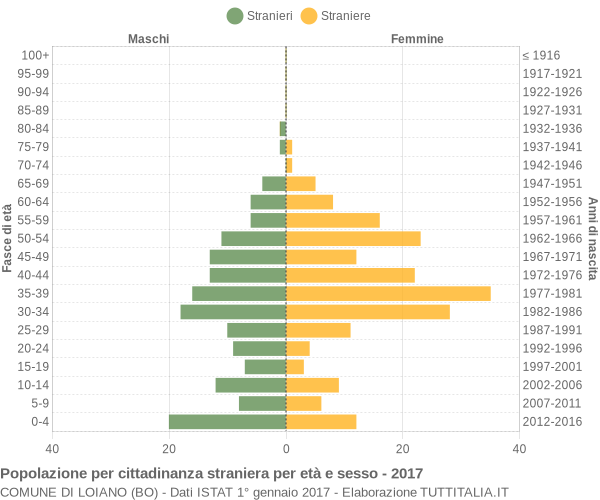 Grafico cittadini stranieri - Loiano 2017