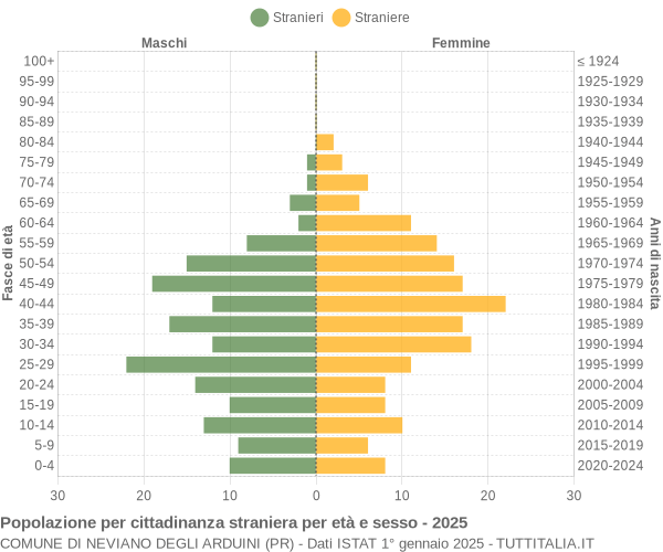 Grafico cittadini stranieri - Neviano degli Arduini 2025