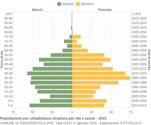 Grafico cittadini stranieri - Traversetolo 2015