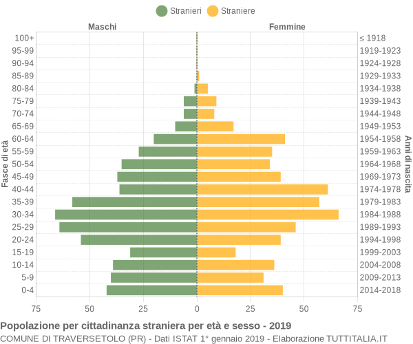 Grafico cittadini stranieri - Traversetolo 2019