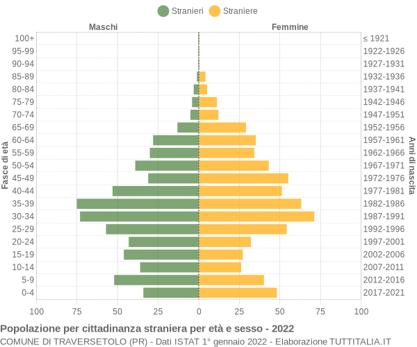 Grafico cittadini stranieri - Traversetolo 2022