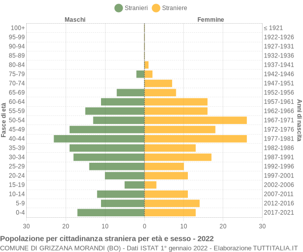 Grafico cittadini stranieri - Grizzana Morandi 2022