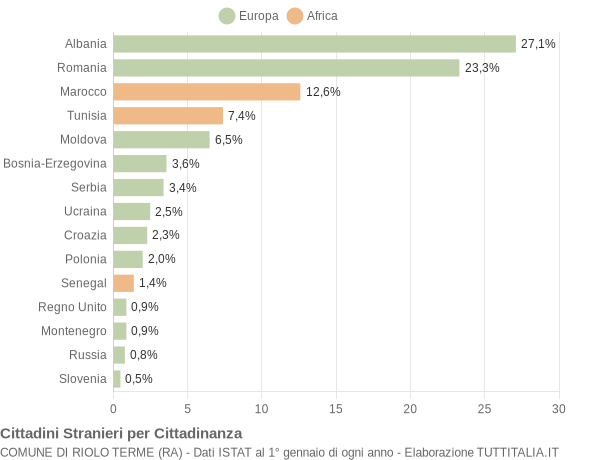 Grafico cittadinanza stranieri - Riolo Terme 2013