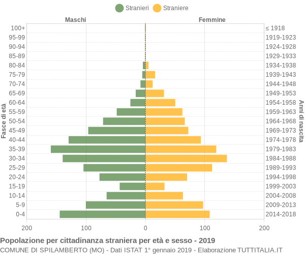 Grafico cittadini stranieri - Spilamberto 2019