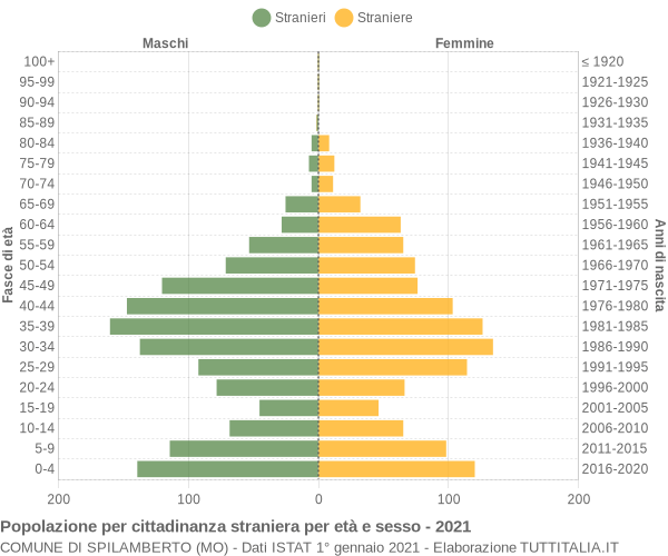 Grafico cittadini stranieri - Spilamberto 2021