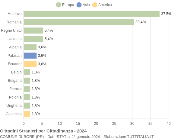 Grafico cittadinanza stranieri - Bore 2024