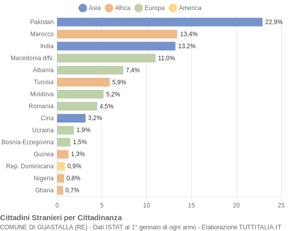 Grafico cittadinanza stranieri - Guastalla 2008