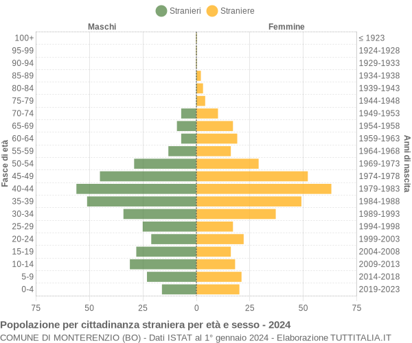 Grafico cittadini stranieri - Monterenzio 2024