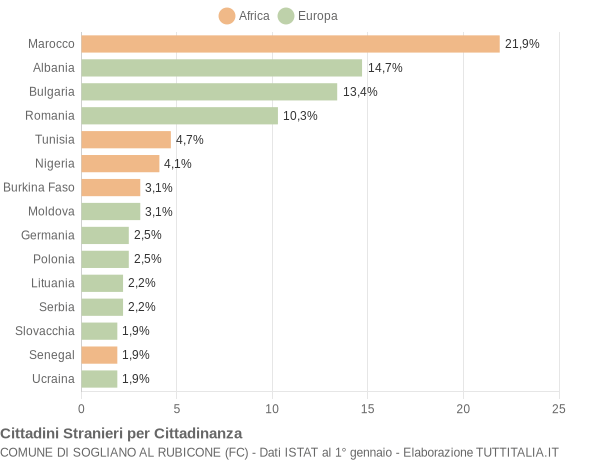 Grafico cittadinanza stranieri - Sogliano al Rubicone 2014