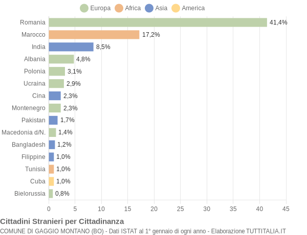 Grafico cittadinanza stranieri - Gaggio Montano 2022