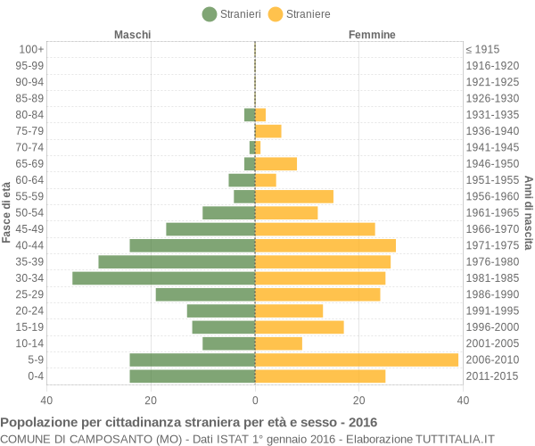 Grafico cittadini stranieri - Camposanto 2016