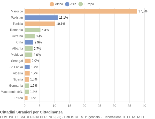 Grafico cittadinanza stranieri - Calderara di Reno 2004