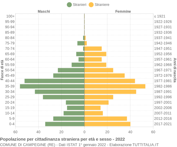 Grafico cittadini stranieri - Campegine 2022