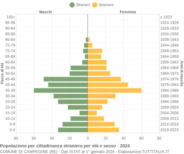 Grafico cittadini stranieri - Campegine 2024