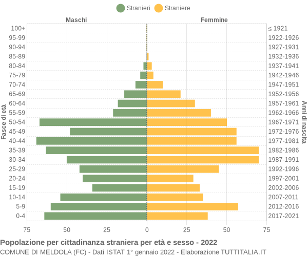 Grafico cittadini stranieri - Meldola 2022