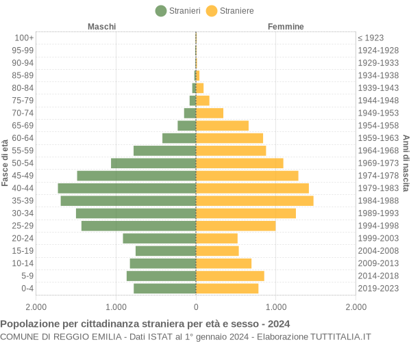 Grafico cittadini stranieri - Reggio Emilia 2024