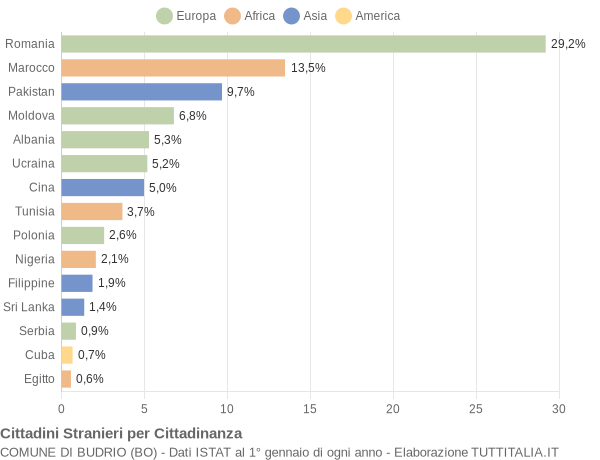 Grafico cittadinanza stranieri - Budrio 2022