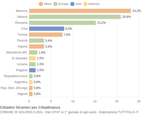 Grafico cittadinanza stranieri - Solarolo 2006