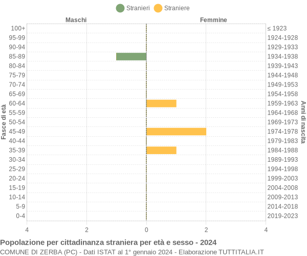 Grafico cittadini stranieri - Zerba 2024