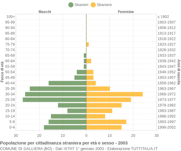 Grafico cittadini stranieri - Galliera 2003