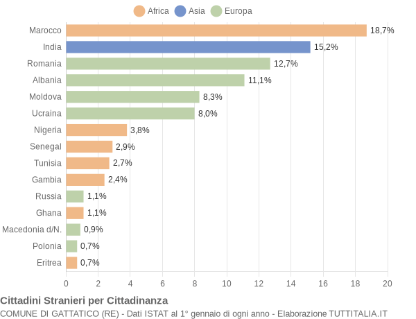 Grafico cittadinanza stranieri - Gattatico 2017