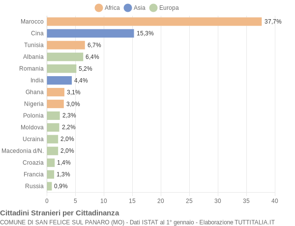 Grafico cittadinanza stranieri - San Felice sul Panaro 2004