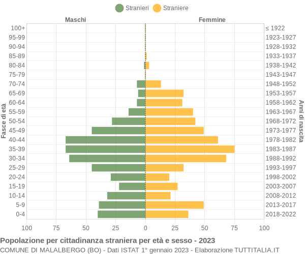 Grafico cittadini stranieri - Malalbergo 2023