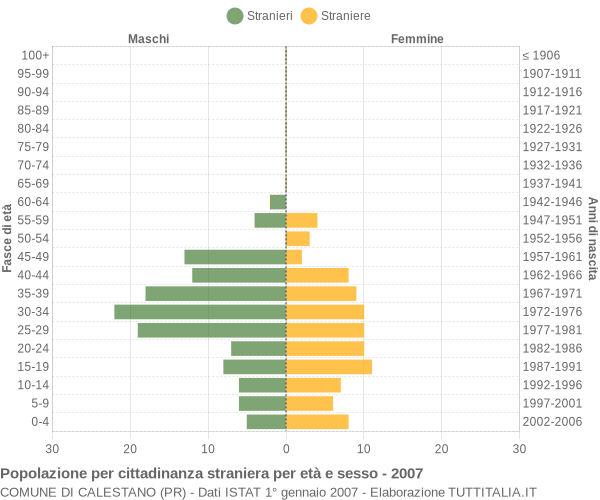 Grafico cittadini stranieri - Calestano 2007