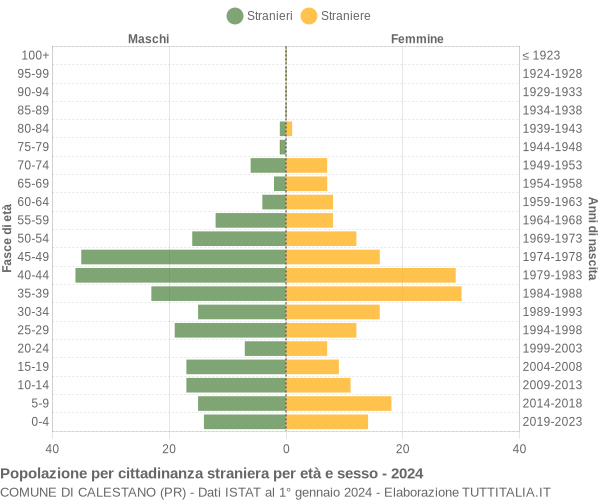 Grafico cittadini stranieri - Calestano 2024