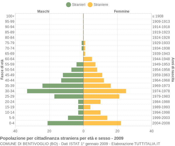 Grafico cittadini stranieri - Bentivoglio 2009