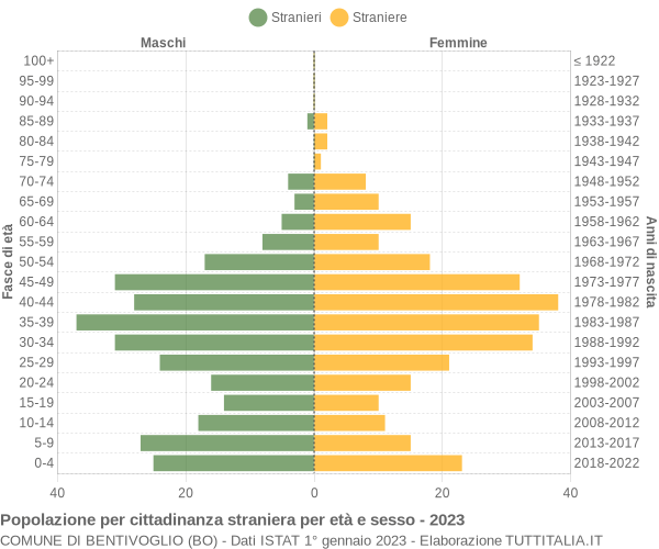 Grafico cittadini stranieri - Bentivoglio 2023