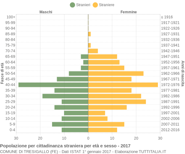 Grafico cittadini stranieri - Tresigallo 2017